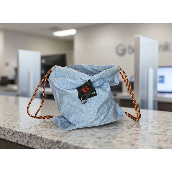 TrustBag Anti-Theft Drawstring Backpack – Cut-Resistant Gray Herringbone - Picture 2 of 7